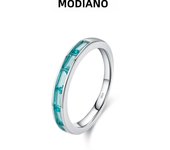 MODIAN 925 Sterling Silver Paraiba Color Cut Zirconia Trendy Ring For Women Cocktail Party Fine Jewelry