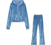 Fashion Trend Gold Velvet Pocket Hoodie Zipper Sweater Wide Leg Pants Two-piece Women's Suit