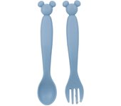 Set 2 cubiertos plástico con forma Mickey-13315 para bebé niño