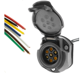 Base de enchufe vehículos de 7 polos 7P hembra con cable 2m para remolques y caravanas - BeMatik