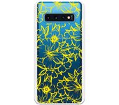 Funda compatible con Samsung Galaxy S10 - Flores Contorno Amarillo