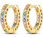 Pendientes de aro de circonio para mujer y niña, aretes de Color dorado, Luna y estrellas, joyería fina de plata 925