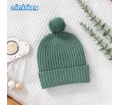 Gorro algodón elástico con pompones Gorro Algodón, gorros transpires, gorros para Bebés, gorro cálido DOT para inerno