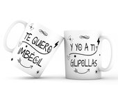 Masqueprecios Conjunto de 2 Tazas cerámica  "Te Quiero con humor": El Detalle Ideal para Celebrar la Amistad y el Amor, regalo san valentín