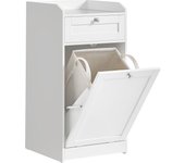 Armario de Baño con Cesto para Ropa Sucia y Cajón, Mueble con Bolsa Interior Extraíble con Asas, 40x40x80,2 cm, Color Blanco Nube
