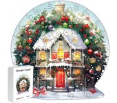 Christmas House Wooden Puzzle Exquisite A3 A4 A5 3D model wooden decoration Holiday gift Family interactive puzzle Adult enterta