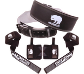 BBGuards Cinturón gym (incluye Muñequeras Gym y Correas Levantamiento Pesas de regalo). Cinturón Lumbar Gimnasio, correas y muñequeras deportivas para Mejorar tu Rendimiento. Straps Gym, muñequeras Crossfit y Cinturón Powerlifting para Hombre y Mujer.