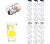 Molde para hacer bolas de hielo de 4 agujeros: bandeja redonda para cubitos de hielo con tapa de silicona antifugas, plástico apto para uso alimentario, fácil de llenar y desmoldar para cócteles, whisky y postres creativos (4 unidades)