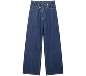 TRAF Women's Basic Hundred Jeans New Fashion Asymmetric Design High Waist Wide Leg Trousers Casual Women's Straight Leg Jeans