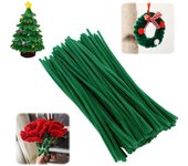 100PCS Dark Green Pipe Cleaners for Craft, 30cm x 6mm Chenille Stem Crafting Pipe Cleaners for DIY Christmas Craft