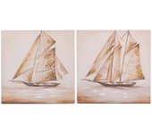 Adda Home Set de Lienzo Barco Pintado a Mano 60x3x60 Cm - Decoración de Pared