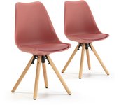 VS Venta-Stock - Pack de 2 sillas de comedor modelo Jeff en color rojo con patas de madera