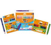 BIC Kids Set de Colorear para Niños, Lápices EvolutionECOlutionsTriangle, Rotuladores KidCouleurBaby y Ceras Plastidecor Triangle-Paquete de36(12+12+12)