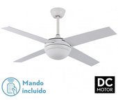 Ventilador Dc Ciro 2xe27 Blanco 4 Asp. Blanco/haya 35/45x116,8d Remoto Y Temporizador - FABRILAMP