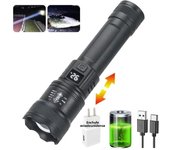 High Power 2000LM LED Flashlight Built-in Battery USB Rechargeable Strong Light Tactical Torch Outdoor Camping Hiking Lantern