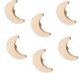 6 Un. TIRADOR Pomo Mueble BEBÉ Luna madera lacada beige claro arena 95x75mm