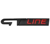AUTOZOCO Emblema Adhesivo GT Line, Emblema GT Line, Insignia GT Line, Insignia Adhesiva GT Line, Apto para Maletero, Compatible con Renault, Material Aleación de Zinc, 125 mm x 20 mm, Negro y Rojo
