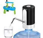 Dispensador de agua para botella de 5 galones, bomba de agua eléctrica portátil con cable de datos USB, bomba automática para botella de agua potable negra