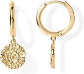 14K Chapado en oro S925 Plata esterlina poste Claro Gota pendientes de Aro Huggie para las mujeres | Estrella, cerradura, Pearl, Cruz, aligeramiento, Moneda | Ganancias