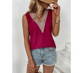 Women's Tank Top Patchwork V-neck Sleeveless Minimalist Summer Solid Color Tank Top