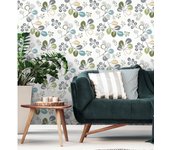 Muestra DIN A4 de Papel pintado vinílico ecológico de hojas de estilo nórdico tonos verdes - Blossom Hall 679415 de GAULAN