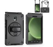 For Samsung Galaxy Tab Active 3/ Active5 X306B Case Kickstand PC + TPU Tablet Cover with Pen Slot, Shoulder Strap