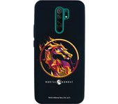 Funda original compatible con Xiaomi Redmi 9 Negro con un diseño de Mortal Kombat Logo Fire