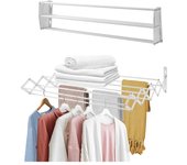 Tendedero de pared para interior de casa, dormitorio, baño, percha retráctil, percha fija estirable, percha para guardar toallas, ropa, 100 cm