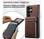 SUTENI Magnetic Wireless Charging  Phone Case Card Slot Luxury PU Leather Wallet Button Card Box For Samsung S25 Ultra S24 Plus