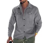 Chaqueta de pana con bolsillo americano para hombre, nueva chaqueta de solapa a rayas holgada de manga larga, de otoño e invierno