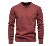 2024 otoño e invierno nuevo suéter de algodón de color sólido con cuello en V suéter de moda para hombres suéter de punto para hombres