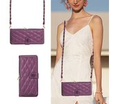 Metal Lanyard Crossbody Zipper Cards Wallet Leather Case Holder Stand Cover  for Samsung Galaxy Z Fold 6 5 4 3