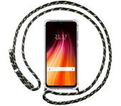 Tumundosmartphone Funda Colgante Transparente para Xiaomi Redmi Note 8 (2019/2021) con Cordon Verde / Dorado