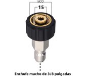 Pressure Washer Hose Adapter Set  M22 14mm/15mm Female Thread to 3/8 Quick Connect Brass for Pressure Washer Gun or Hose Coupler