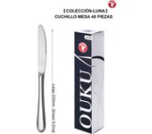 Mr.Spoon Serie Luna Cuchillos 12, 48 o 120 piezas, Acero inoxidable 13/0, Plateado, Alta calidad y acabado, Cuchillo de carne y mesa largo 234mm y 233mm,cuchillo de fruta 205mm, Mango monobloque, Apto para lavavajillas, Ideal para casa,hotel,restaurate