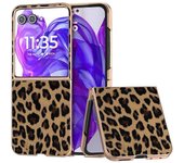 Para Motorola Razr 50 Caso De Ultra 5G Galvanoplastia Patrón De Leopardo Cubierta Del Teléfono De La PU + TPU-Champagne Gol