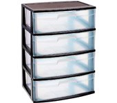 Tradineur - Cajonera de organización Nilo - Ideal para el hogar o el trabajo - Fabricación en plástico - 4 Cajones Translucidos - 80,5 x 56 x 40 cm - Color Negro