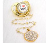 Luxury Pacifier Beads Bling Hot Selling Baby Gold Pacifier Holder For Shower Gift  Appease Play Mouth Spot Su Chupetes De Lujo