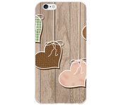 Tumundosmartphone Funda Gel Tpu para Iphone 6 Plus / 6S Plus Diseño Corazones Madera Dibujos