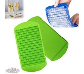 Mini bandejas de silicona para cubitos de hielo (paquete de 2), 160 moldes para hielo triturado para enfriar whisky y cócteles, sin BPA, bandejas pequeñas de fácil liberación, recipientes apilables de almacenamiento de moldes blandos (azul)