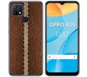 Tumundosmartphone Funda Gel Tpu para Oppo A15 diseño Cuero 01 Dibujos