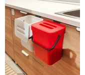 Paquete de cubo de basura colgante pequeño con tapa para basura de baño, puerta de armario de cocina, 1 paquete