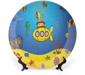 Plato decorativo de cerámica de 25 cm con flores amarillas, diseño de tulipanes románticos con estampado botánico holandés, ideal para cenas elegantes, eventos de lujo, cenas, bodas y catering.