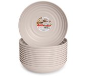 Plastic Forte - Juego de 12 Platos Classic Semi Hondos 19 cm Reutilizables. Ideal Fiestas. Marrón