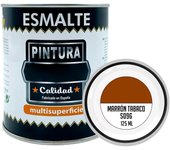 Tradineur - Bote de Pintura Esmalte - Fabricado en España - Ideal para cualquier superficie, Madera, Plástico, Cristal o Cemento - Capacidad de 125 ML - Marrón Tabaco (S096)
