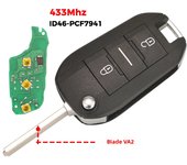 jingyuqin 433Mhz Remote Car Key For Peugeot 208 301 308 508 2008 5008 Hella Fit Citroen C3 C4 C4L ID46-7941 Chip HU83 VA2 Blade