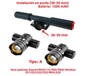 Electric Scooter LED Lamps Headlight USB Rechargeable Zoomable Bike Light for Xiaomi 1S M365 PRO2 Ninebot Skateboard Accessories