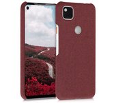 Funda compatible con GOOGLE PIXEL 4A 4G ⋆ Carcasa trasera dura forrada en tela ⋆ Color coral oscuro granate ⋆ Protección resistente y elegante ⋆ Diseño original ⋆ Envío desde España