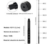 Universal 1.2M Rotating Bullet Time Aluminum Alloy Selfie Stick Holder Tripod Monopod for Insta 360 One R Gopro Panoramic Camera
