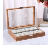 3/6/10/12Slots Bammboo Wooden Watch Collection Box Case Wrist Watch Storage Case with Glass Top Slot Men Bracket Display Box